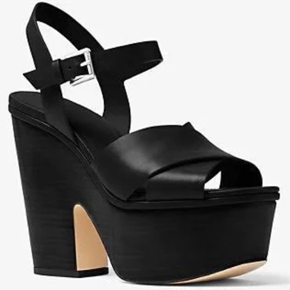 Michael Kors Divia Platform Wedge Black Size 8